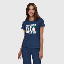 Пижама хлопковая женская Маленький мамин помощник, цвет: тёмно-синий — фото 2