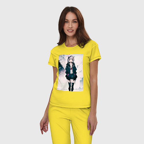 Женская пижама Надзуна Нанакуса - Песнь ночных сов / Желтый – фото 3