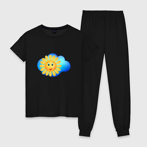Женская пижама Веселое солнце / Черный – фото 1