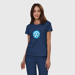 Пижама хлопковая женская Volkswagen logo blue, цвет: тёмно-синий — фото 2