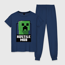 Пижама хлопковая женская Minecraft hostile mob, цвет: тёмно-синий