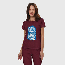 Пижама хлопковая женская Timey stuff, цвет: меланж-бордовый — фото 2