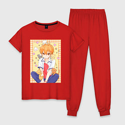 Пижама хлопковая женская Корзинка фруктов Кё Сома, цвет: красный