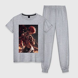 Пижама хлопковая женская Магическая битва Сукуна Рёмэн демон, цвет: меланж