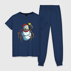 Пижама хлопковая женская Паук снеговик, цвет: тёмно-синий