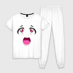Пижама хлопковая женская Лицо аниме, цвет: белый