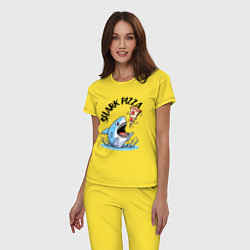 Пижама хлопковая женская Shark pizza - ai art fantasy, цвет: желтый — фото 2