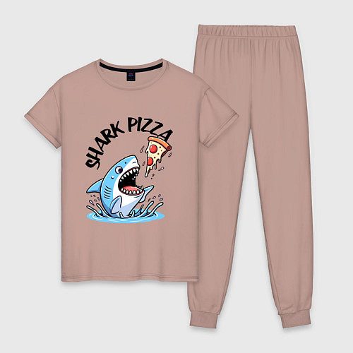 Женская пижама Shark pizza - ai art fantasy / Пыльно-розовый – фото 1