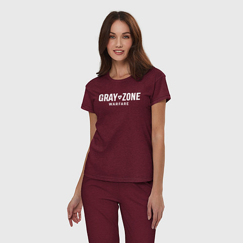 Женская пижама Gray zone warfare logo / Меланж-бордовый – фото 3