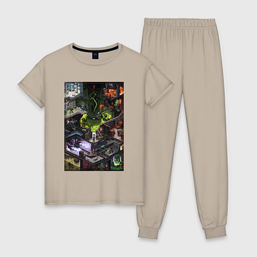Женская пижама Half life 1 - levels and bosses / Миндальный – фото 1