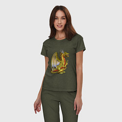 Пижама хлопковая женская HOMM3 gold dragon, цвет: меланж-хаки — фото 2