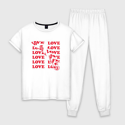 Женская пижама Love эффект размытия / Белый – фото 1
