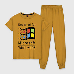 Пижама хлопковая женская Разработанный для windows 98, цвет: горчичный