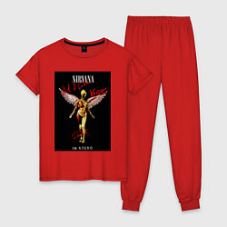 Пижама хлопковая женская Обложка Нирвана с автографами, цвет: красный