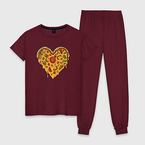 Женская пижама Pizza heart / Меланж-бордовый – фото 1