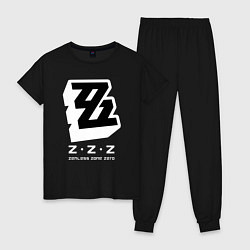 Пижама хлопковая женская Zenless zone zero лого, цвет: черный