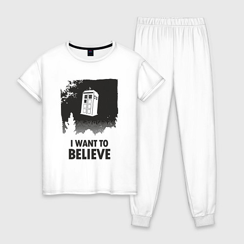 Женская пижама Tardis - I want to believe / Белый – фото 1