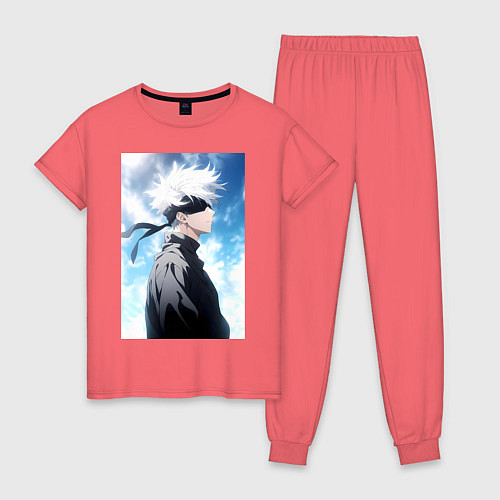 Женская пижама Магическая битва Сатору Годзё в повязке / Коралловый – фото 1