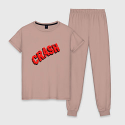 Пижама хлопковая женская Crash, цвет: пыльно-розовый