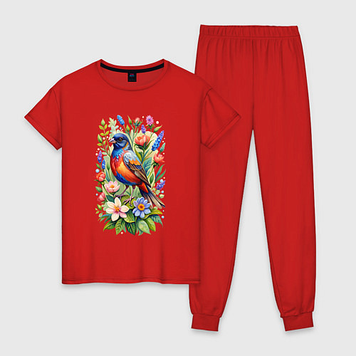 Женская пижама Расписной овсянковый кардинал / Красный – фото 1