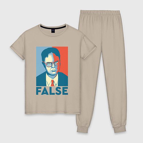 Женская пижама Dwight false - офис / Миндальный – фото 1