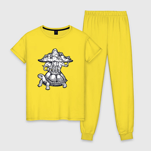 Женская пижама Слоны и черепаха / Желтый – фото 1