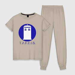 Пижама хлопковая женская Blue tardis, цвет: миндальный