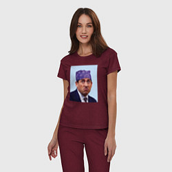 Пижама хлопковая женская Michael Scott - Prison mike the office meme, цвет: меланж-бордовый — фото 2