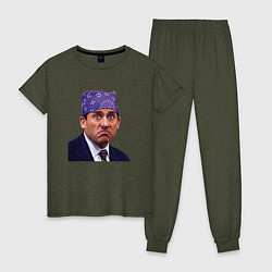 Пижама хлопковая женская Prison mike Michael Scott офис, цвет: меланж-хаки