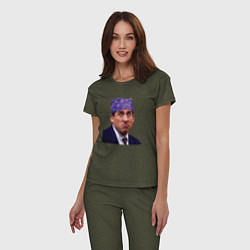 Пижама хлопковая женская Prison mike Michael Scott офис, цвет: меланж-хаки — фото 2