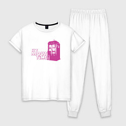 Пижама хлопковая женская Тардис - самое время, цвет: белый