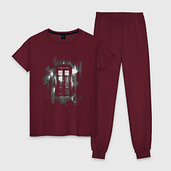 Пижама хлопковая женская Tardis grey, цвет: меланж-бордовый