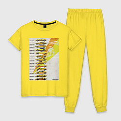 Пижама хлопковая женская Lamborghini эволюция, цвет: желтый