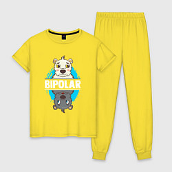 Пижама хлопковая женская Биполярный медведь, цвет: желтый