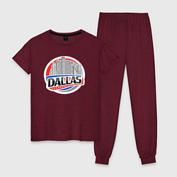 Пижама хлопковая женская Dallas - USA, цвет: меланж-бордовый