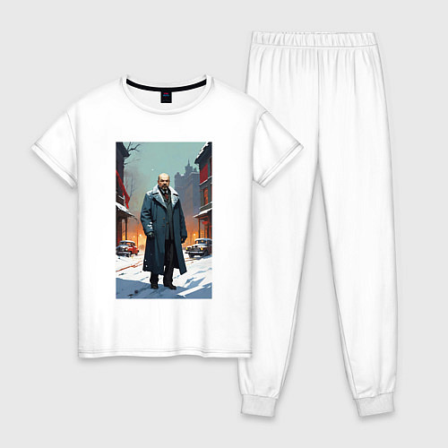Женская пижама Ленин зимой без охраны - нейросеть / Белый – фото 1