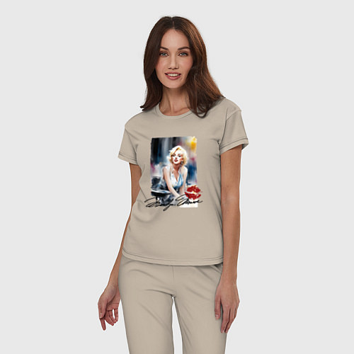 Женская пижама Мэрилин Монро - звезда / Миндальный – фото 3