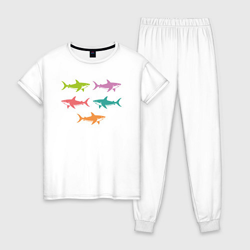 Женская пижама Акулы в стиле поп-арт / Белый – фото 1