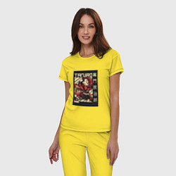 Пижама хлопковая женская Тандзиро Tanjiro Клинок рассекающий демонов, цвет: желтый — фото 2
