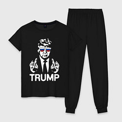 Пижама хлопковая женская Трамп наш, цвет: черный