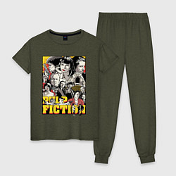Пижама хлопковая женская Pulp fiction - all stars, цвет: меланж-хаки