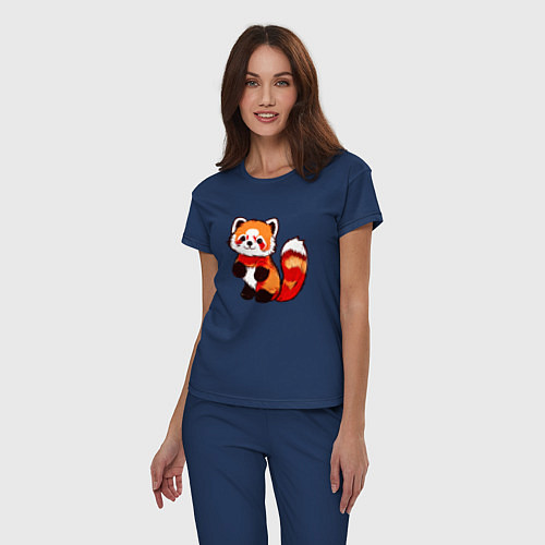 Женская пижама Красная панда в полный рост / Тёмно-синий – фото 3