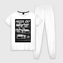 Пижама хлопковая женская Mazda rx-7 JDM авто, цвет: белый