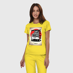 Пижама хлопковая женская Mazda rx-7 автомобиль гоночный jdm, цвет: желтый — фото 2