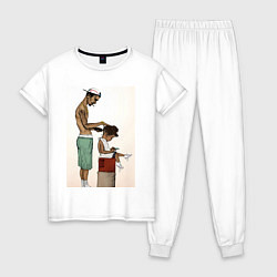 Пижама хлопковая женская Парикмахер, цвет: белый