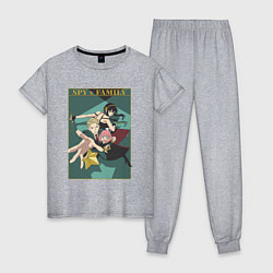 Пижама хлопковая женская Семья шпиона Spy X Family Форджеры 3, цвет: меланж
