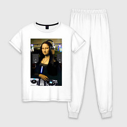 Пижама хлопковая женская Мона Лиза диджей, цвет: белый