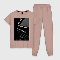 Пижама хлопковая женская Режиссёрская хлопушка, цвет: пыльно-розовый