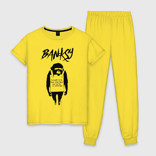 Женская пижама Обезьяна граффити уличное искусство Banksy / Желтый – фото 1