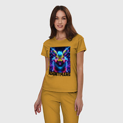 Пижама хлопковая женская Nightmare - Pikachu, цвет: горчичный — фото 2